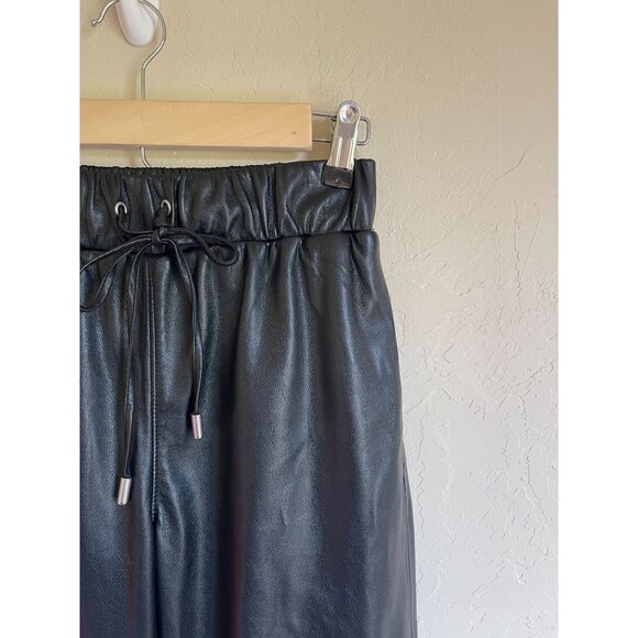 Evereve Jules Faux Leather Pants Women's Small black loose baggy elastic Drawstr - Picture 10 of 12